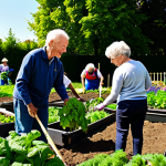 **

A diverse group of fully clothed people of various ages volunteering together in a community garden. They are planting vegetables and flowers. The scene is bright and sunny, with a focus on teamwork and cooperation. Appropriate attire, safe for work, family-friendly, perfect anatomy, correct proportions, natural pose, professional photography, high quality.

**